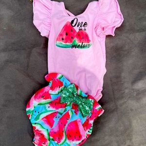 One in a Melon 1st birthday outfit